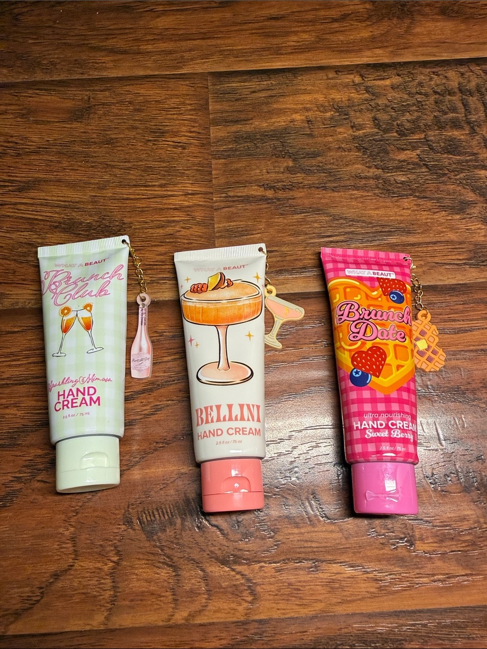 Set of 3 hand creams. Brunch date, Bellini and Sparkling Mimosa. New